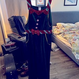 Size L velvet Christmas Elf jumpsuit.